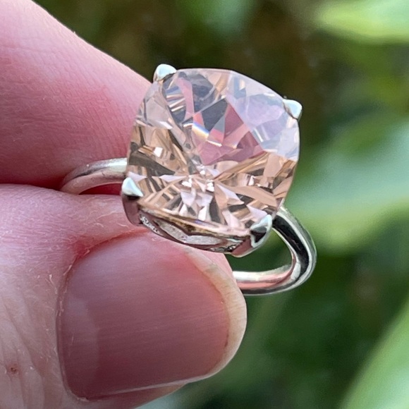 Jewelry - Gorgeous peach Morganite Silver rings 7, 8.5